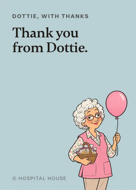 Dottie thank you card: Thank you from Dottie.