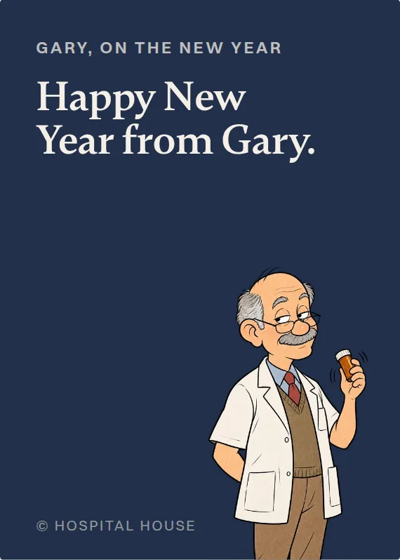 Gary new year’s day card: Happy New Year from Gary.