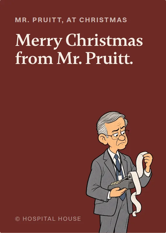 Mr. Pruitt christmas card: Merry Christmas from Mr. Pruitt.