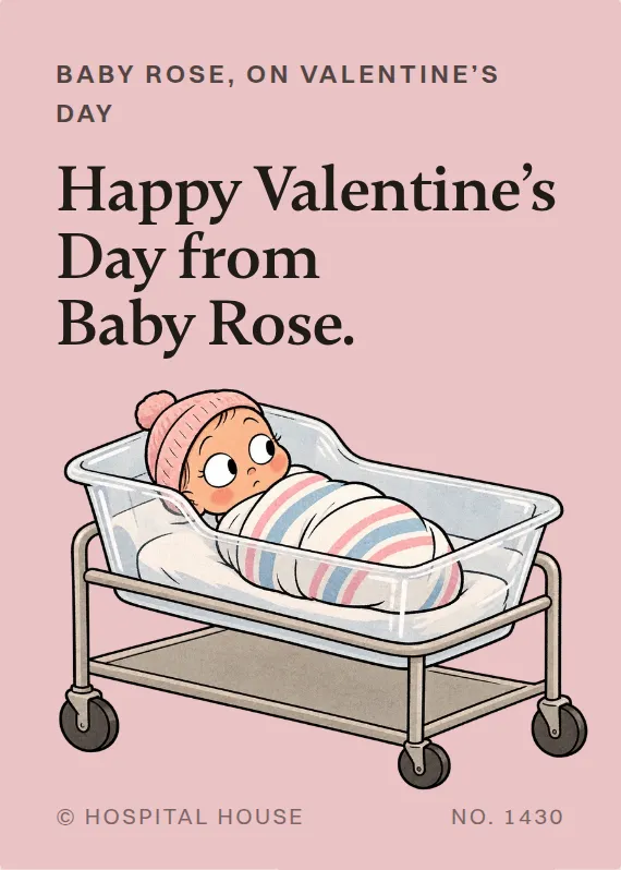 Baby Rose valentine’s day card: Happy Valentine’s Day from Baby Rose.