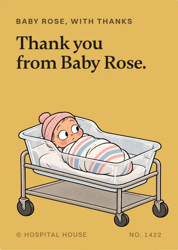 Baby Rose thank you card: Thank you from Baby Rose.