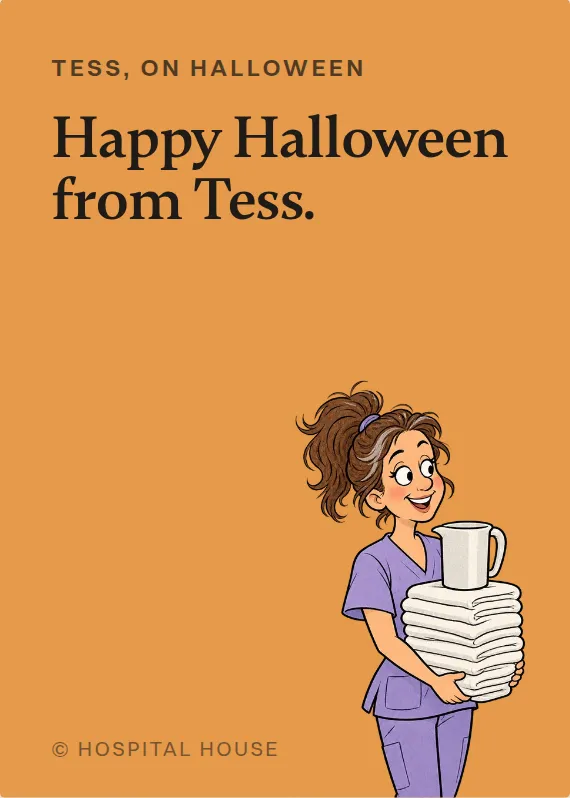 Tess halloween card: Happy Halloween from Tess.