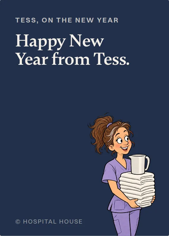 Tess new year’s day card: Happy New Year from Tess.