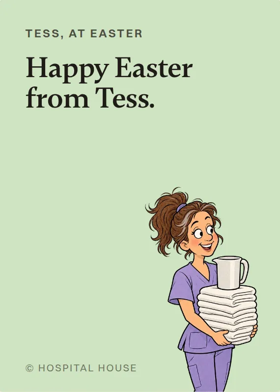 Tess easter card: Happy Easter from Tess.